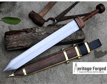 GLADIUS SWORD /18 inches long Blade Hand Forged Sword/ GLADIUS Machete/Handmade from Leaf spring of Truck-Balance water tempered/Sharp
