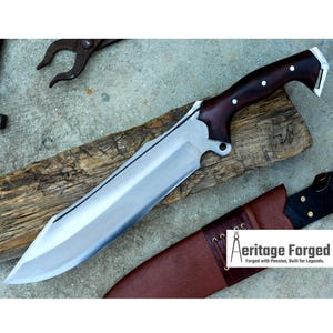 BOWIE KNIFE / 12 inches long Blade / Hand forged Bowie knife / Made from Leaf spring of truck / Tempered / Sharpen/ Ready to use