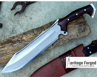 BOWIE MESSER / 30 cm lange Klinge / Handgeschmiedetes Bowiemesser / Hergestellt aus Blattfeder von LKW / Abgetempert / Schärfen / Gebrauchsfertig
