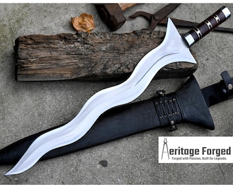 KRIS SWORD/21 inches long Blade handmade sword/ Real working machete/ Historical Machete/Best for Heavy duties/Carbon steel/Sharp