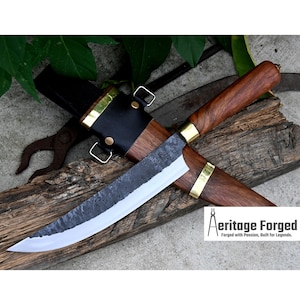 LARGE HUNTING KNIFE / 10 inches long Blade / Hand forged hunting knife / jungle chef knife / Tempered / Sharpen/ Ready to use