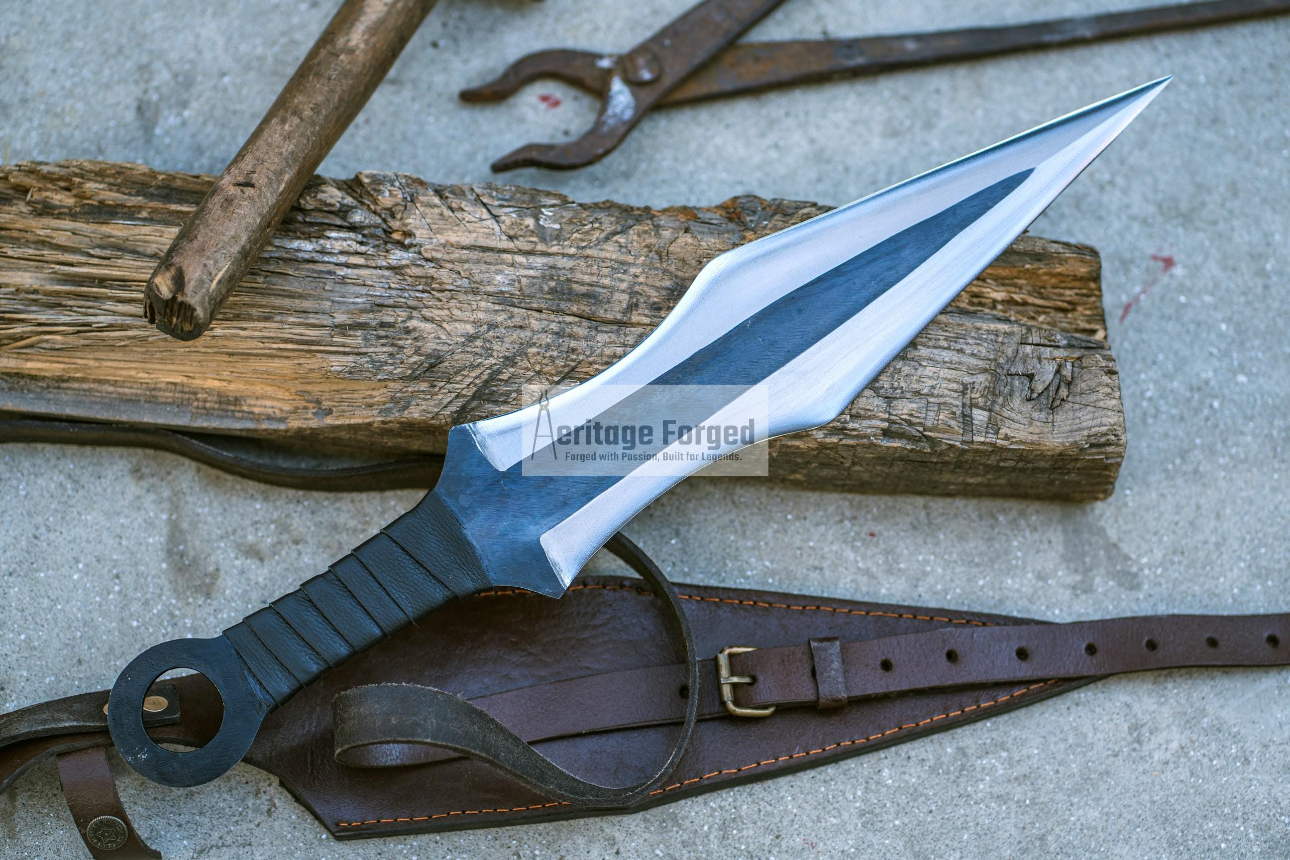KUNAI MANDEVILLA DAGGER /12 Inches Long Blade Hand Forged Dagger/leaf ...