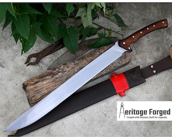 MACHETE SPARTAN / Grande machete da giungla / Lama lunga 21 pollici Machete per impieghi gravosi / Codolo intero / Molla a balestra del camion / Temprato / Affilato / Funzionante