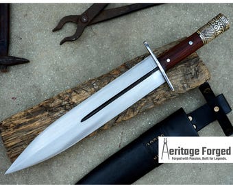 バイキングダガー/14インチロングブレードの手鍛造ダガー/トラックのリーフスプリング/ローズウッドハンドル/研ぎ済み/焼き入れ済み/すぐに使用可能/ナイフ/ナイフ
