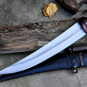 YEMENI JAMBIA KNIFE / 15 inches long Blade exotic knife / Hand forged knife / Made from Leaf spring of truck / Tempered / Sharpen image 2