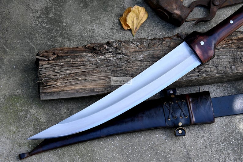YEMENI JAMBIA KNIFE / 15 inches long Blade exotic knife / Hand forged knife / Made from Leaf spring of truck / Tempered / Sharpen image 2