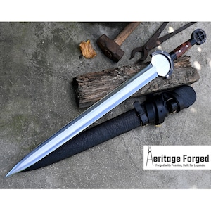 GREEK XIPHOS/ 24 inches Long Blade hand forged historical Sword/Leaf spring of truck/Wooden Handle/Custom forged sword