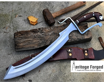 MACHETE KHOPESH / Espada khopesh egipcia forjada a mano con hoja larga de 19 pulgadas / Muelle de hoja de camión / Afilado / Templado / Listo para usar / Cuchillo / Cuchillos