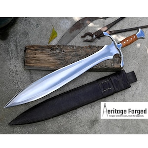 CELTIC LEAF SWORD / 21 inches Long Blade hand forged Sword/Leaf spring of truck/White wood Handle/Sharpen/Tempered/Ready to use/knife/knives