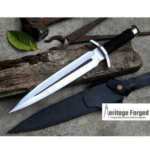 DOLCH/12 Zoll lange Klinge handgeschmiedet Dolch/Blattfeder LKW/Paracord Griff/Scharf/abgetempert/gebrauchsfertig/Messer/Messer