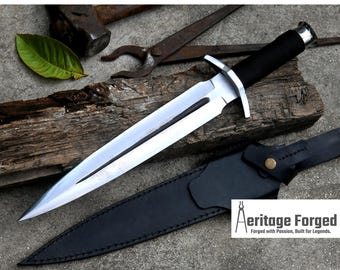 DAGGER/12 inch handgesmede dolk met lang blad/bladveer van vrachtwagen/paracord-handvat/slijpen/gehard/klaar voor gebruik/mes/messen
