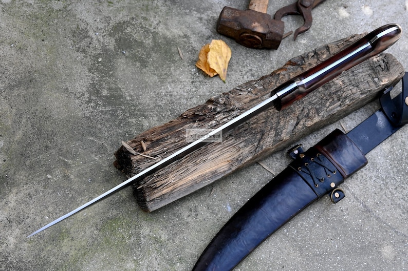 YEMENI JAMBIA KNIFE / 15 inches long Blade exotic knife / Hand forged knife / Made from Leaf spring of truck / Tempered / Sharpen image 7
