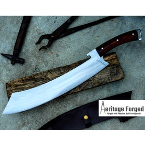 KHOPESH MACHETE/ 16 inches Long Blade hand forged Egyptian  khopesh sword /Leaf spring of truck /Sharpen/Tempered/Ready to use/knife/knives