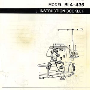 May include: Instruction booklet for a Baby Lock overlock sewing machine, model BL4-436. The cover is white with a red banner at the top. The machine is illustrated in black and white.