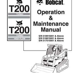 Bobcat Compact Track Loader T200 Turbo Operator&#39;s Manual PDF Digital Download