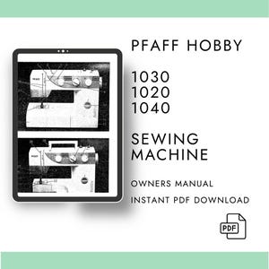 Pfaff Hobby 1030 1020 1040 Nähmaschine Anleitung PDF Download | Vintage Pfaff Anleitungsbuch