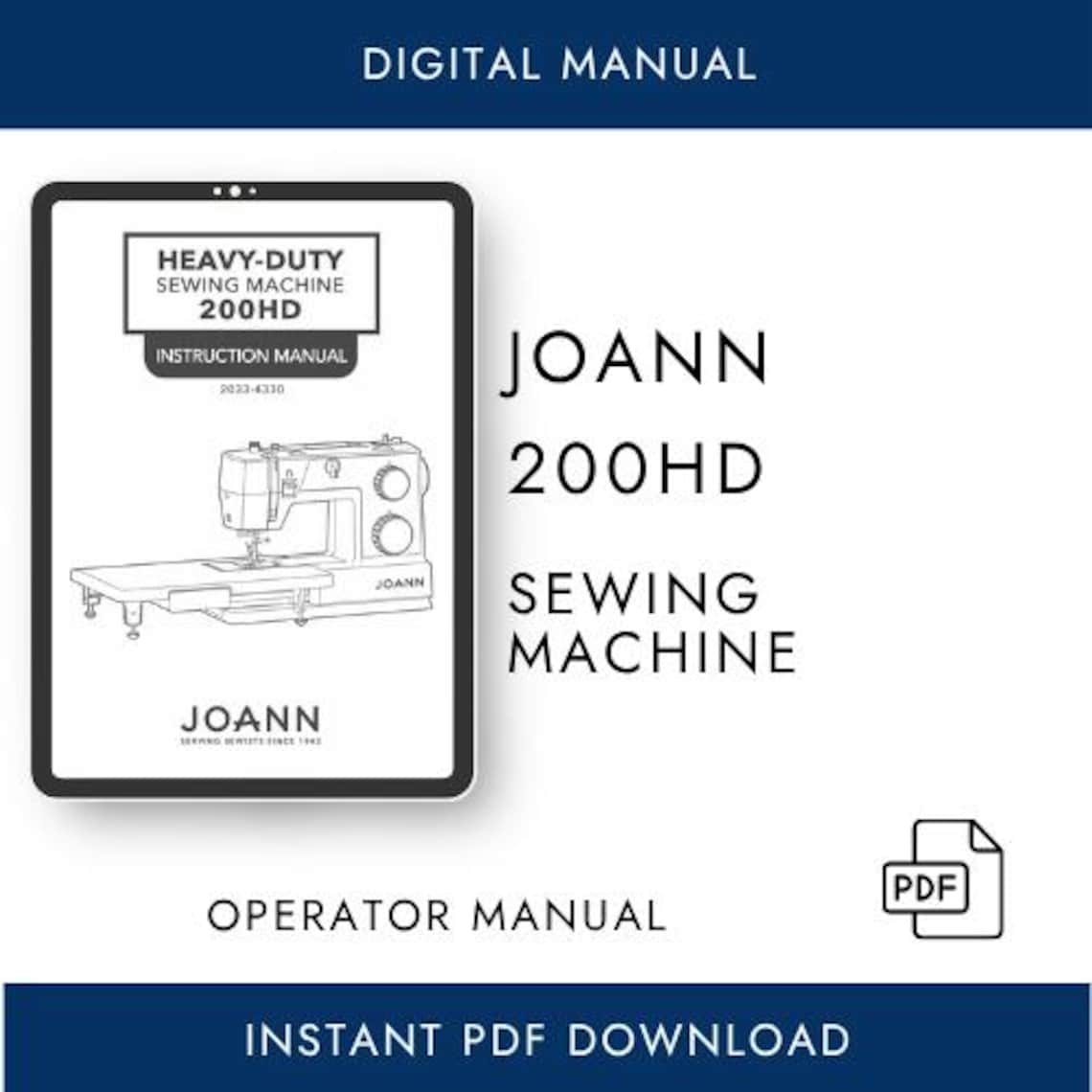 Machine Manual Joann 200HD Sewing Machine Manual PDF Digital Download Instruction ...