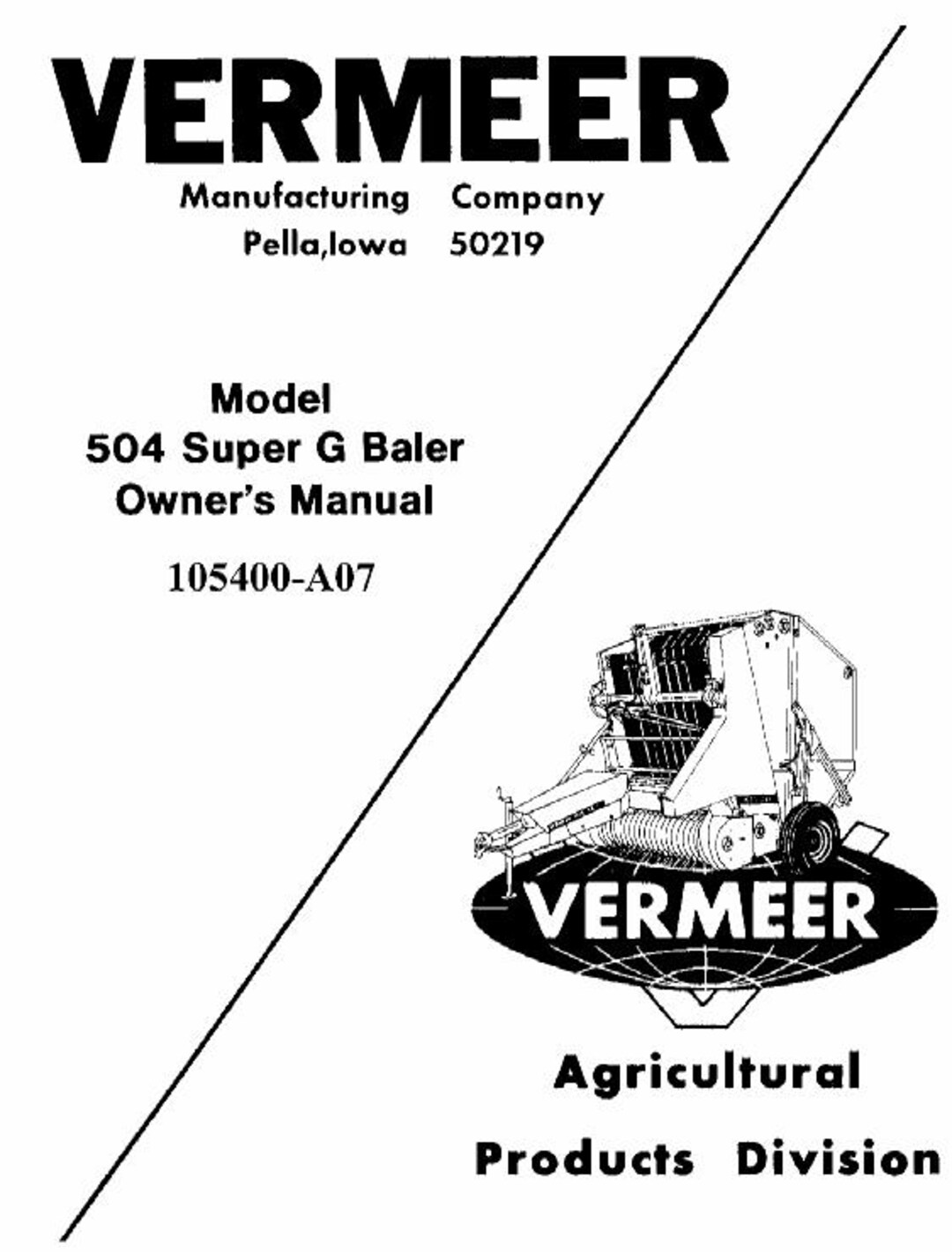 Vermeer 504 Super G Baler Owner's Manual (digital Download) - Etsy