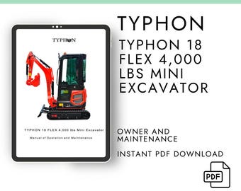 Manual digital en formato PDF del operador y mantenimiento de la miniexcavadora Typhon 18 Flex de 4000 libras