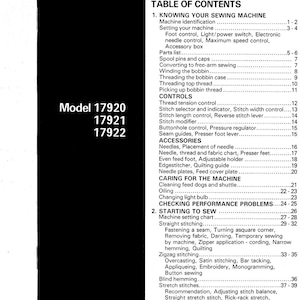 Kenmore 17920 17921 17922 Sewing Machine Owner’s Manual PDF | English Instruction Book Digital Download