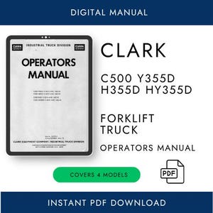 Clark C500 355D Forklift Operator Manual PDF | C500 Y355D H355D HY355D 1970s Digital Download