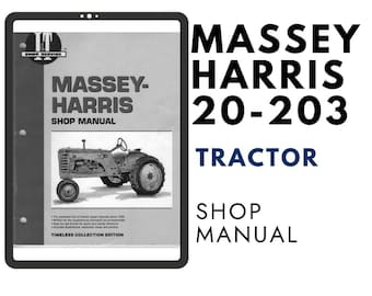 Massey-Harris 20-203 Tractor Workshop Manual PDF – Service, Repair & Maintenance Guide