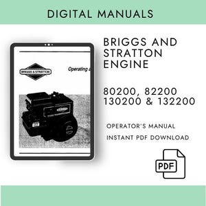 Briggs and Stratton Engine Model Series 80200 82200 130200 132200 Operator&#39;s Manual