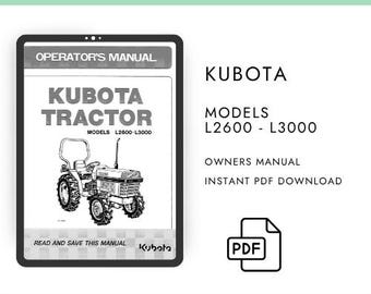 Kubota L2600 L3000 Tractor Operator’s Manual PDF Digital Download