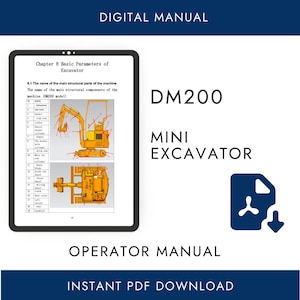 Digmaster DM200 Kubota Engine Excavator Operator's Manual PDF Digital Download