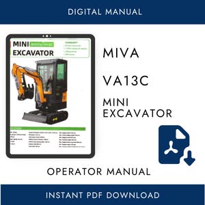 Miva VA13C Mini Excavator Operator Manual PDF | Compact Excavator User Guide Digital Download