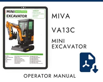 Miva VA13C Mini Excavator Operator Manual PDF | Compact Excavator User Guide Digital Download