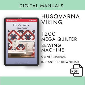 Husqvarna Viking 1200 Mega Quilter Sewing Machine Manual PDF Digital Download