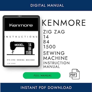 Manuale della macchina da cucire Kenmore Zig Zag 14 84 1500 in formato PDF / Libretto di istruzioni per il download digitale