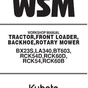 Kubota BX23S Tractor Workshop Manual (Digital Download)