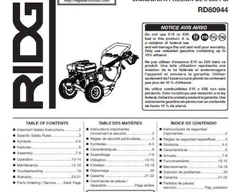 Ridgid 3000 PSI Pressure Washer RD80944 Operator's Manual