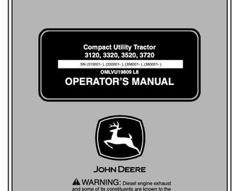 John Deere Compact Utility Tractor 3120, 3320, 3520, 3720 Operator's Manual PDF Digital Download