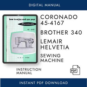 Coronado 45-4167 Brother 340 Lemair Helvetia Sewing Machine Manual PDF | Digital Download Guide