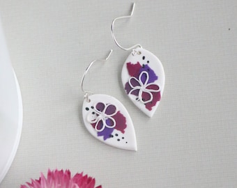 Flower Doodle Polymer Clay Statement Earrings, Floral Jewelry, Nature Jewelry for Everyday