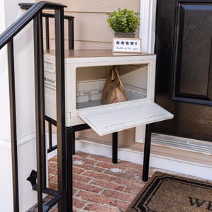 Outdoor Delivery Box with Wood Table Top, Drop Box for Modern Home Decor, Delivery Drop Box for Grocery Food Orders & Packages