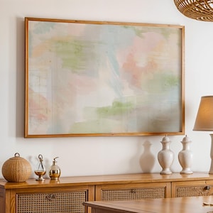 Bright Watercolor Abstract Art Print | Colorful Digital Download | Modern Wall Decor | Large Wall Art Oversized Horizontal | Pastel Wall Art