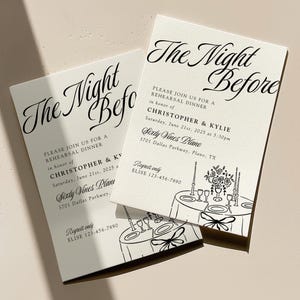 Invitación a la cena de ensayo / Plantilla de Canva / Elegante boceto de mesa dibujado a mano / Invitación de boda imprimible
