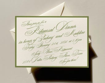 d'invitation pour un dîner de répétition | Invitation calligraphie sur toile | Mariage élégant imprimable | Modèle de mariage script classique