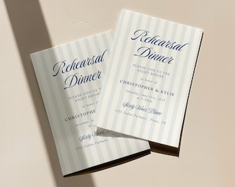 Stripe Rehearsal Dinner Invitation | Vintage Style Canva Template | Elegant Wedding Invite | Printable Digital Download | Classy Aesthetic