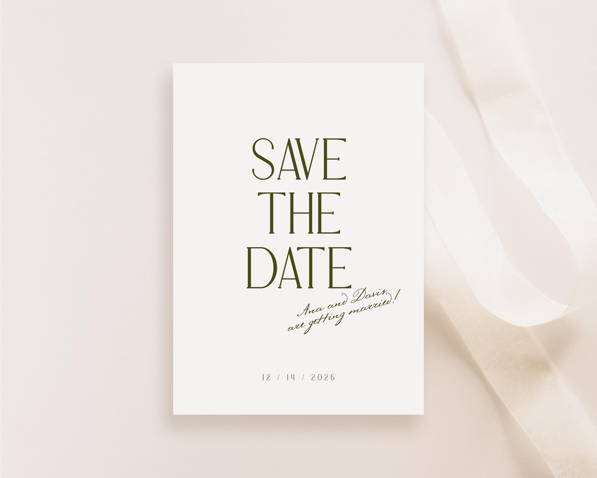 Minimalist Editable Save the Date Template | Canva Wedding Invitation ...