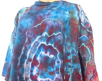 Hand Dyed Size 5X Unisex T-Shirt with Rainbow Geode Pattern Cotton Fabric