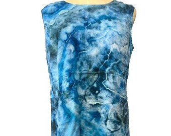 Indigo Blue Women's Sleeveless Dress, Upcycled Women's Clothing Size 8