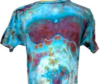 Hand Dyed Unisex Large T-Shirt with Geode Print Cotton Fabric