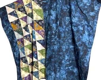 Poncho abierto con parches de tela batik, talla grande, tallas 2X-3X