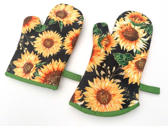 Sunflower Quilted Fabric Oven Mitt with Size Options