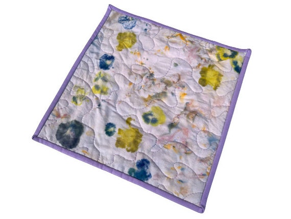 Floral Dyed Quilted Table Topper or Wall Hanging